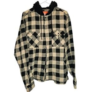 Brooklyn Cloth Plaid Flannel Hooded Full-Zip Shacket Jacket Multicolor Size XL